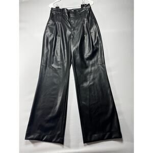 7 For All Mankind Women's Black Wide Leg Faux Leather Pants - Size M (28x30)